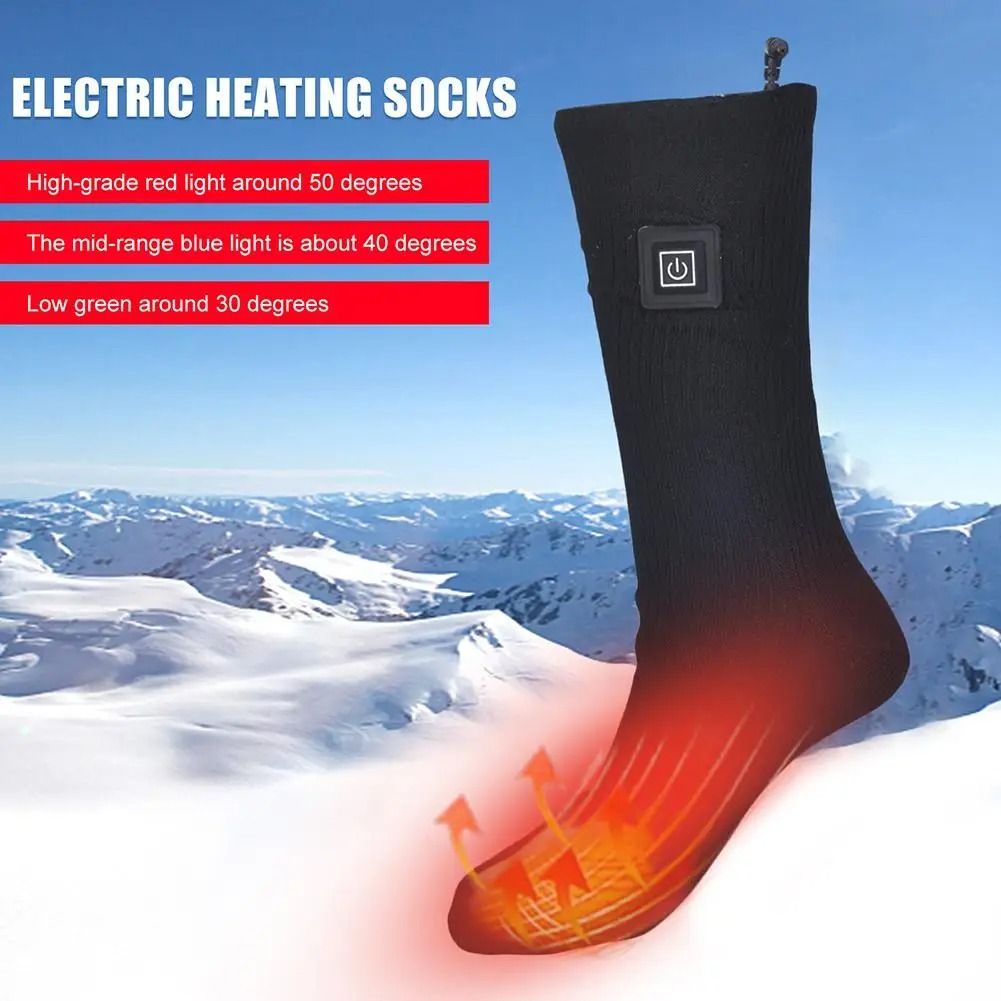Electric Heated Socks 3 Level Temperature Winter Warm Long Anti-Slip Socks (No Battery)