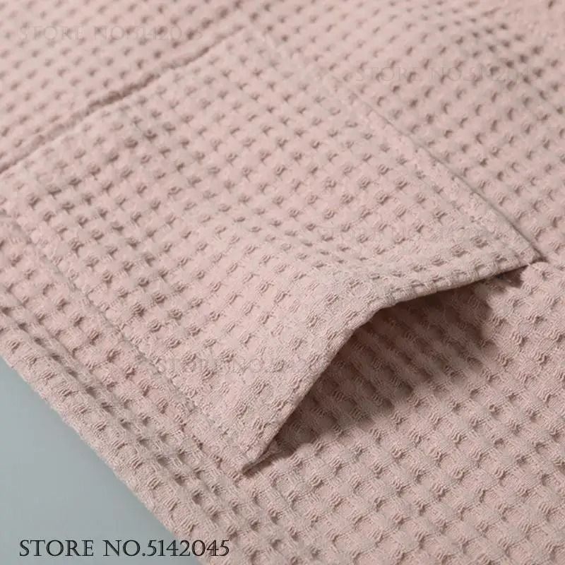 Cotton Waffle Kimono Bathrobe Yukata Style Couple Loungewear