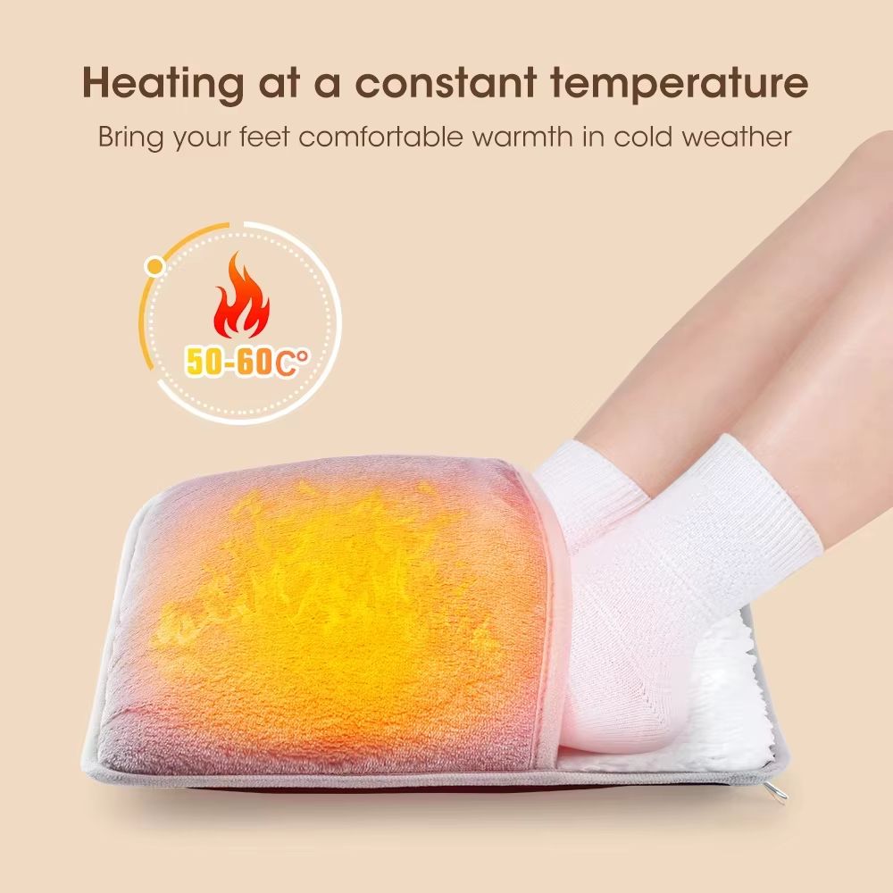 USB Electric Heated Foot Warming Pad Soft Plush Washable Foot Warmer Heater Mat