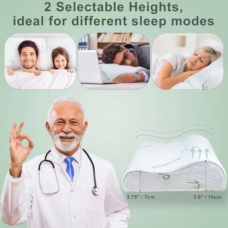 Bamboo Memory Foam Pillow with Removable Cover