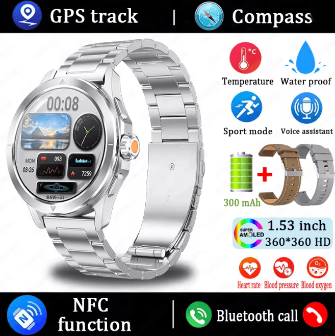 S4 Ultra GPS Smart Watch with AMOLED Display and Bluetooth Calling