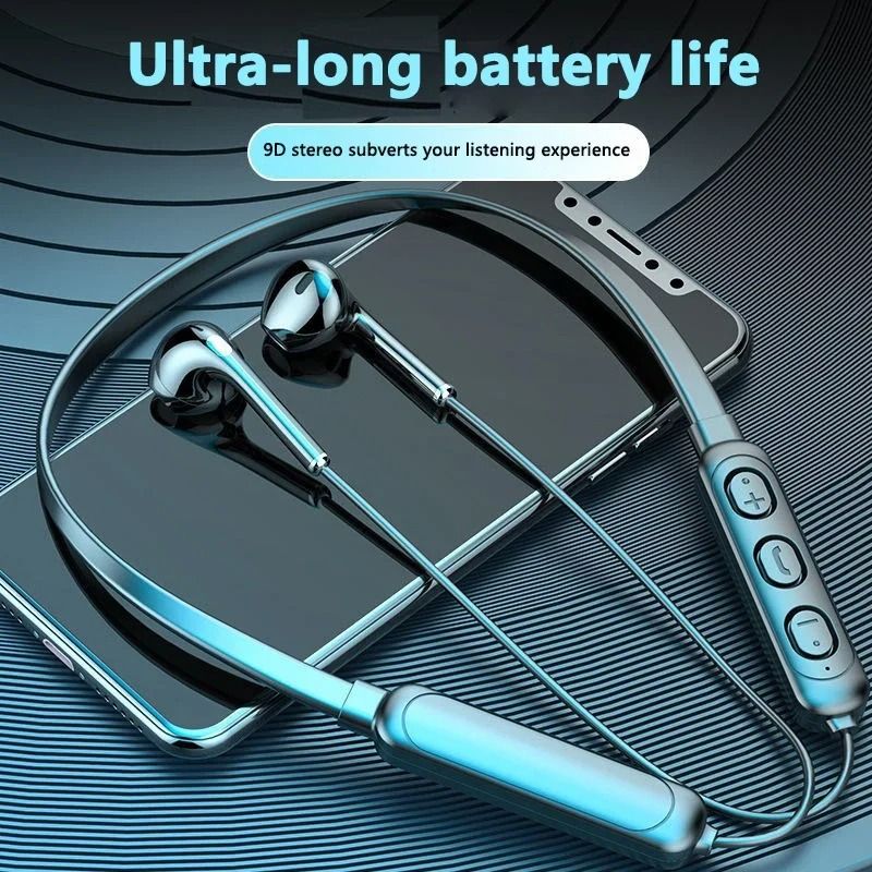 Universal Wireless Neck-Hanging Bluetooth 5.3 Stereo Headset with HD Mic and Rainproof Design
