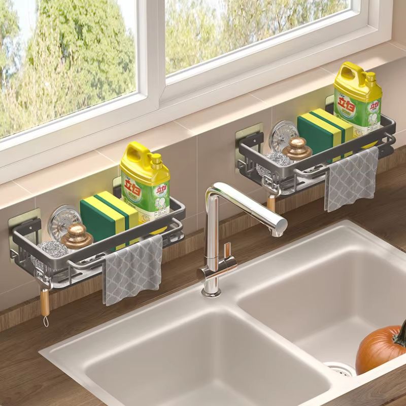 Multifunction Kitchen Sink Rack with Hook Dustproof Hanging Drain Caddy