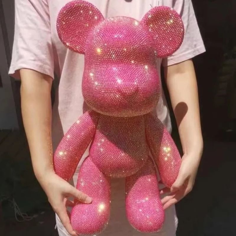 Rhinestone Crystal Bear Figure | Handcrafted Glitter Applique Doll | Executive Desktop & Creative Studio Sanctuary Decor