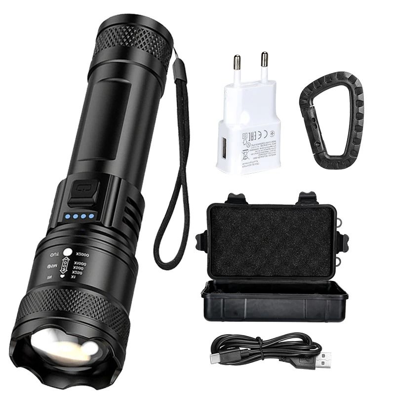 Super Bright USB Rechargeable LED Flashlight with Long Range Beam