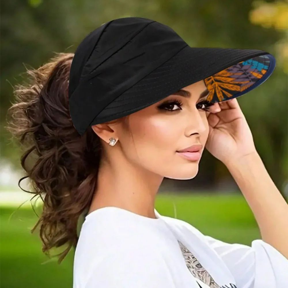 Wide Brim Ponytail Sun Hat