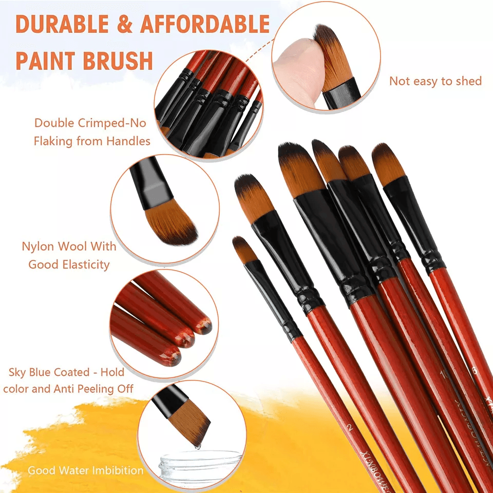 Professional Paint Brush Set for Acrylic, Oil, Watercolour & Art Projects