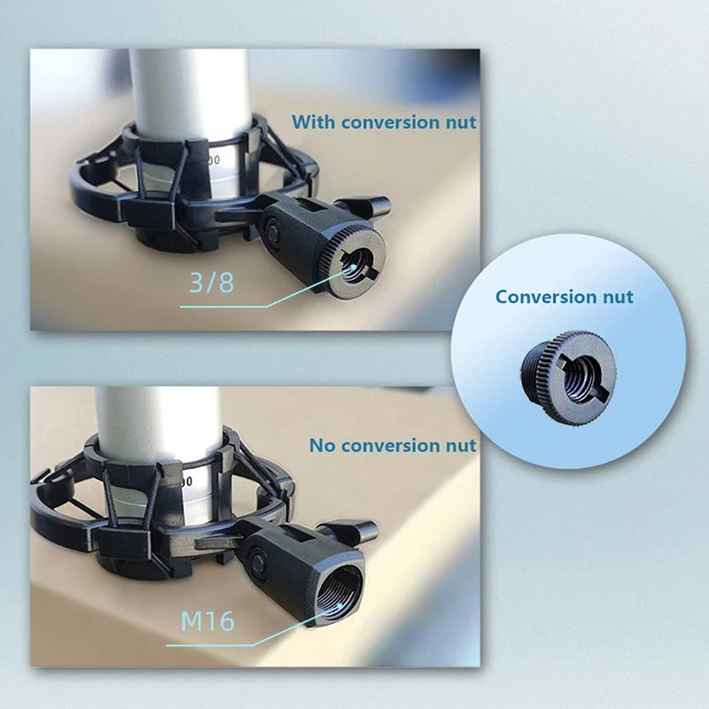 Universal Microphone Shock Mount, Professional Condenser Mic Holder with Anti Vibration Rubber Bands & Locking Knob