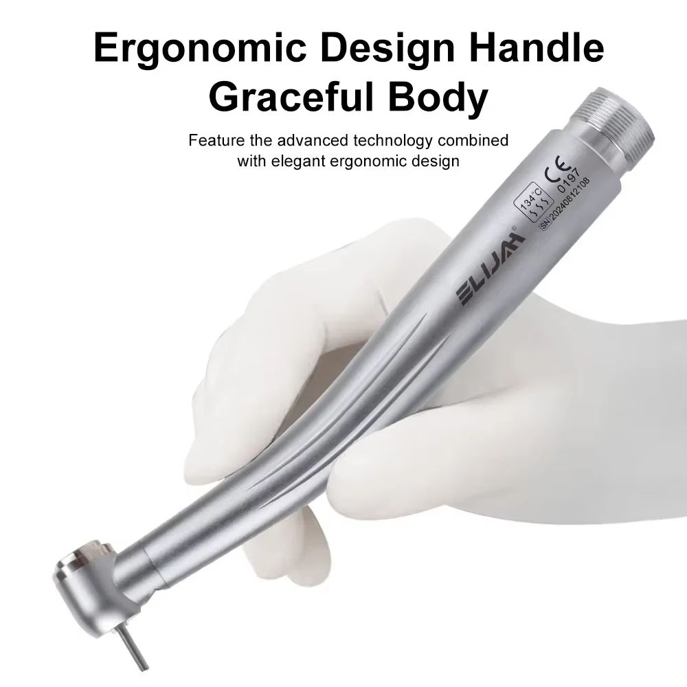 Dental LED High Speed Handpiece Air Turbine with Push Button Ceramic Bearing and Water Spray