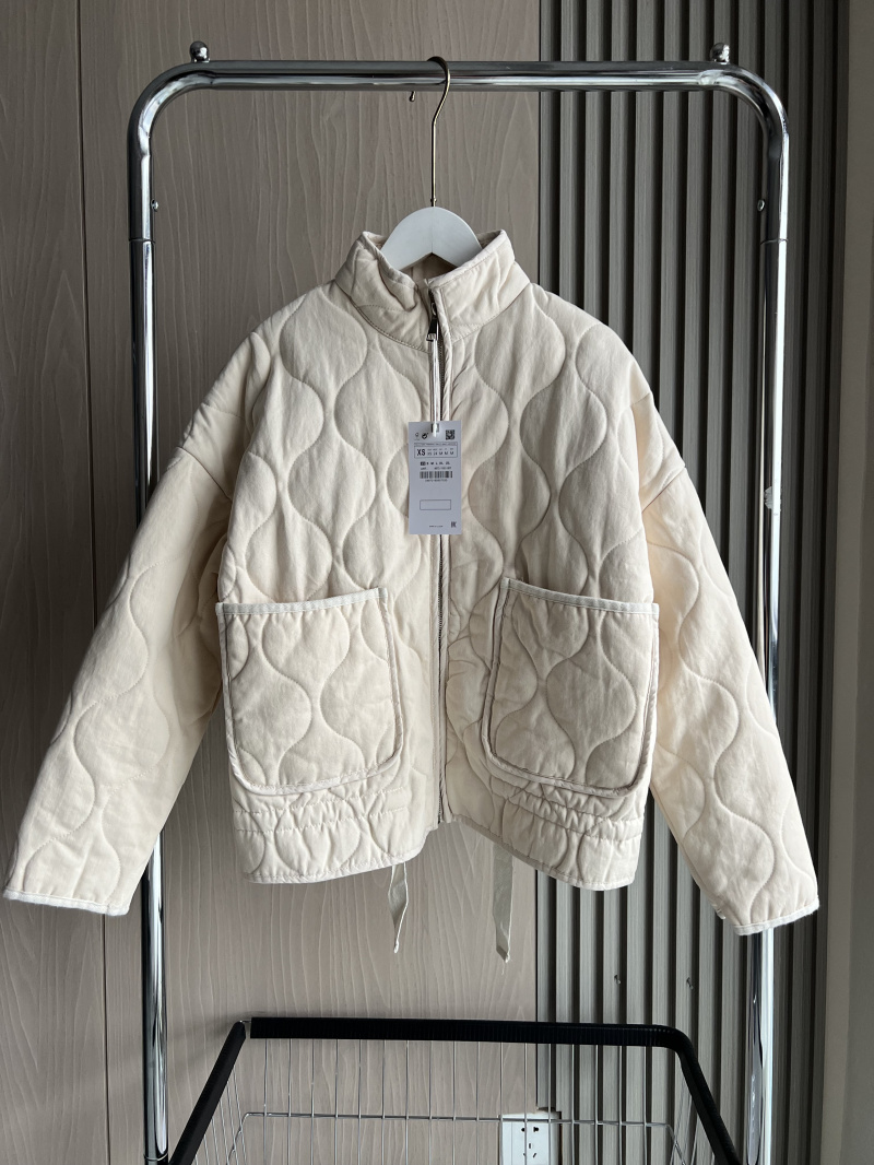 Vintage Quilted Coat for Women, 2025 New Arrival, Lenzing Rayon, High Collar, Large Pocket, Decorative, Cotton Jacket