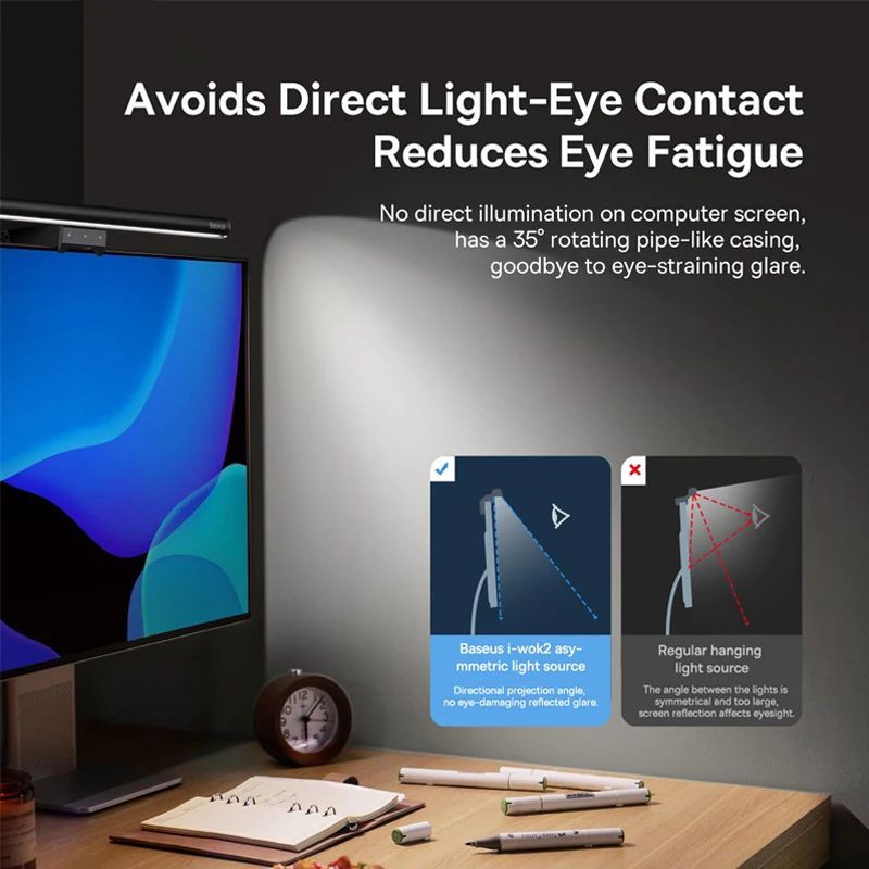 Baseus LED Screen Light Bar – USB Monitor Lamp with Touch Control, Dimmable Eye-Care Desk Light for Laptop & PC