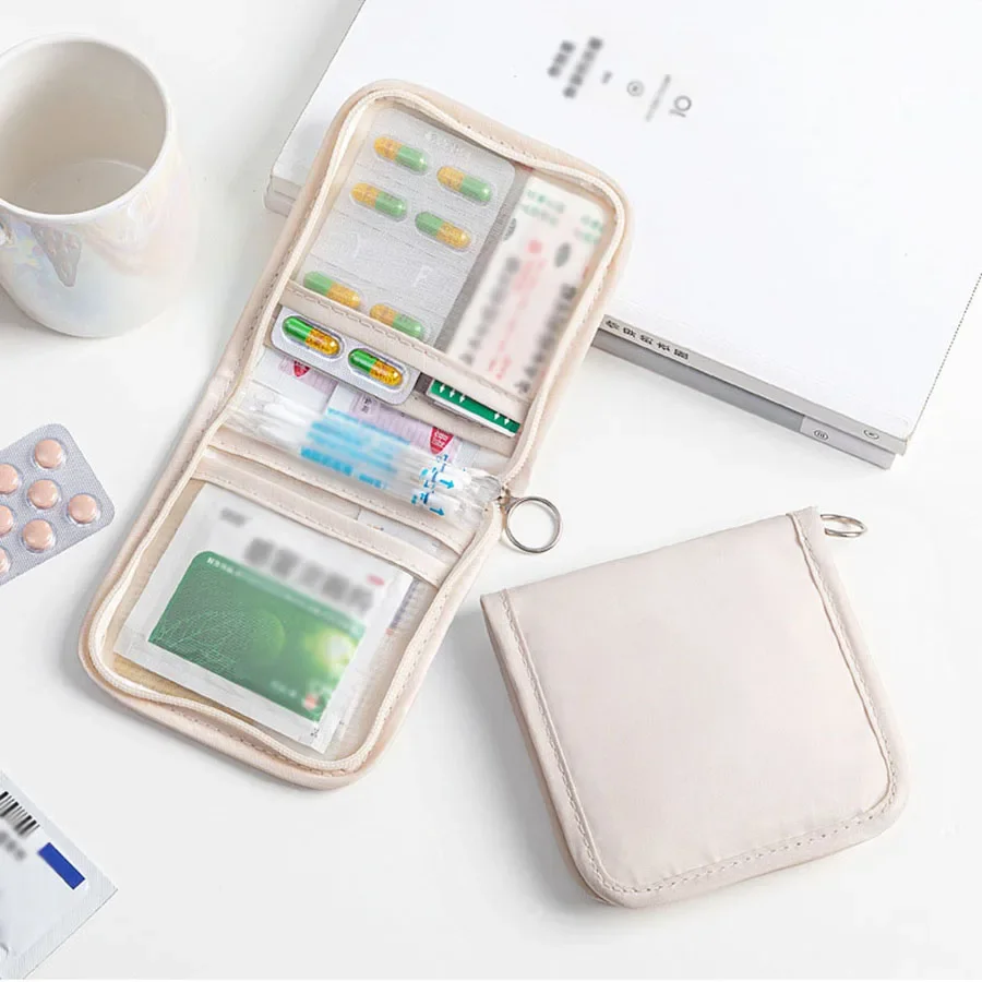 Portable Foldable Large Opening with Zip Sort, Mini Medical Pouch, First Aid Kit Outdoor, Travel Essential Storage Bag
