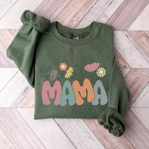 Mama Wildflower Sweatshirt Mom Est 2024 Crewneck Gift