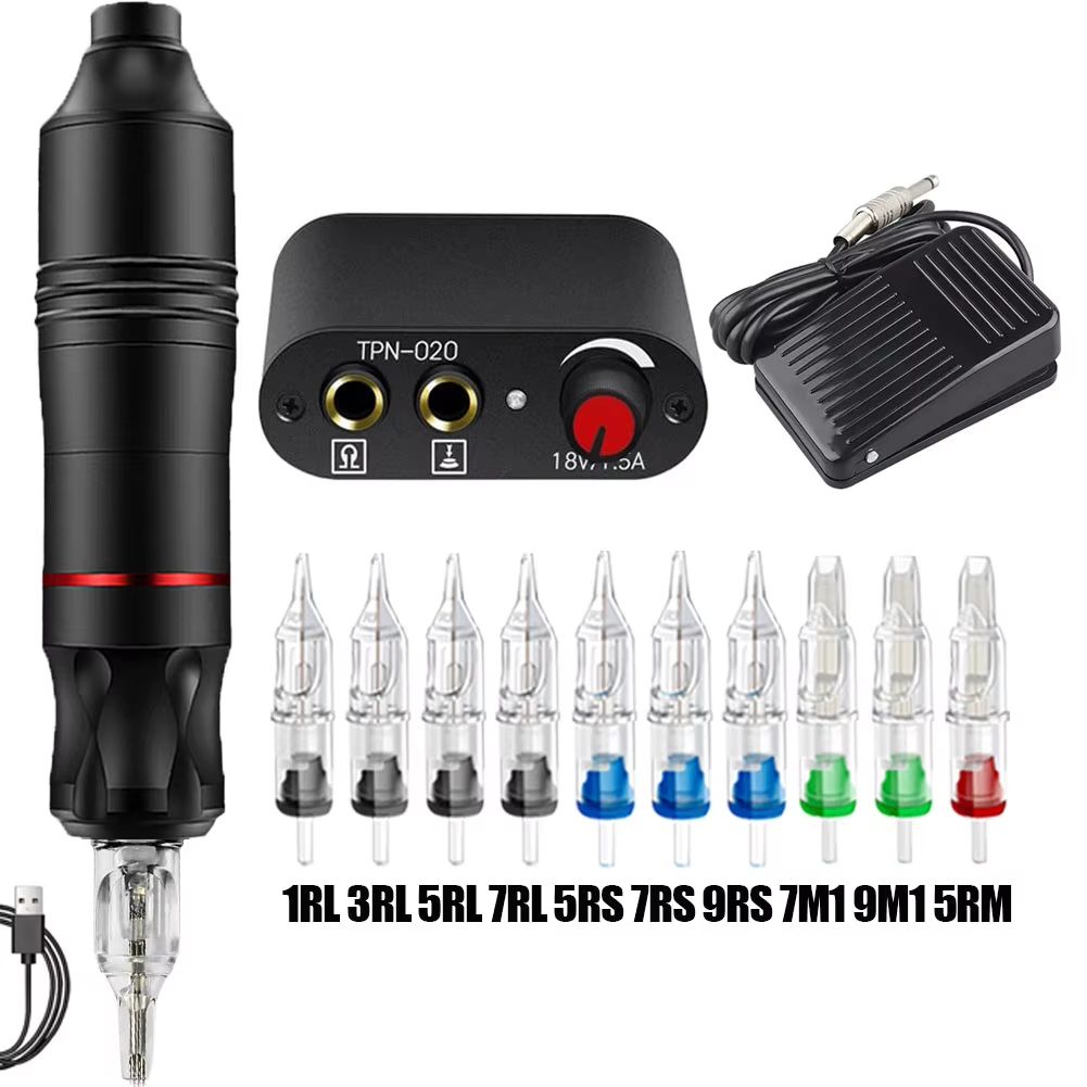 Professional Rotary Tattoo Machine Kit – Complete Tattoo Pen Set with Power Supply & Needles