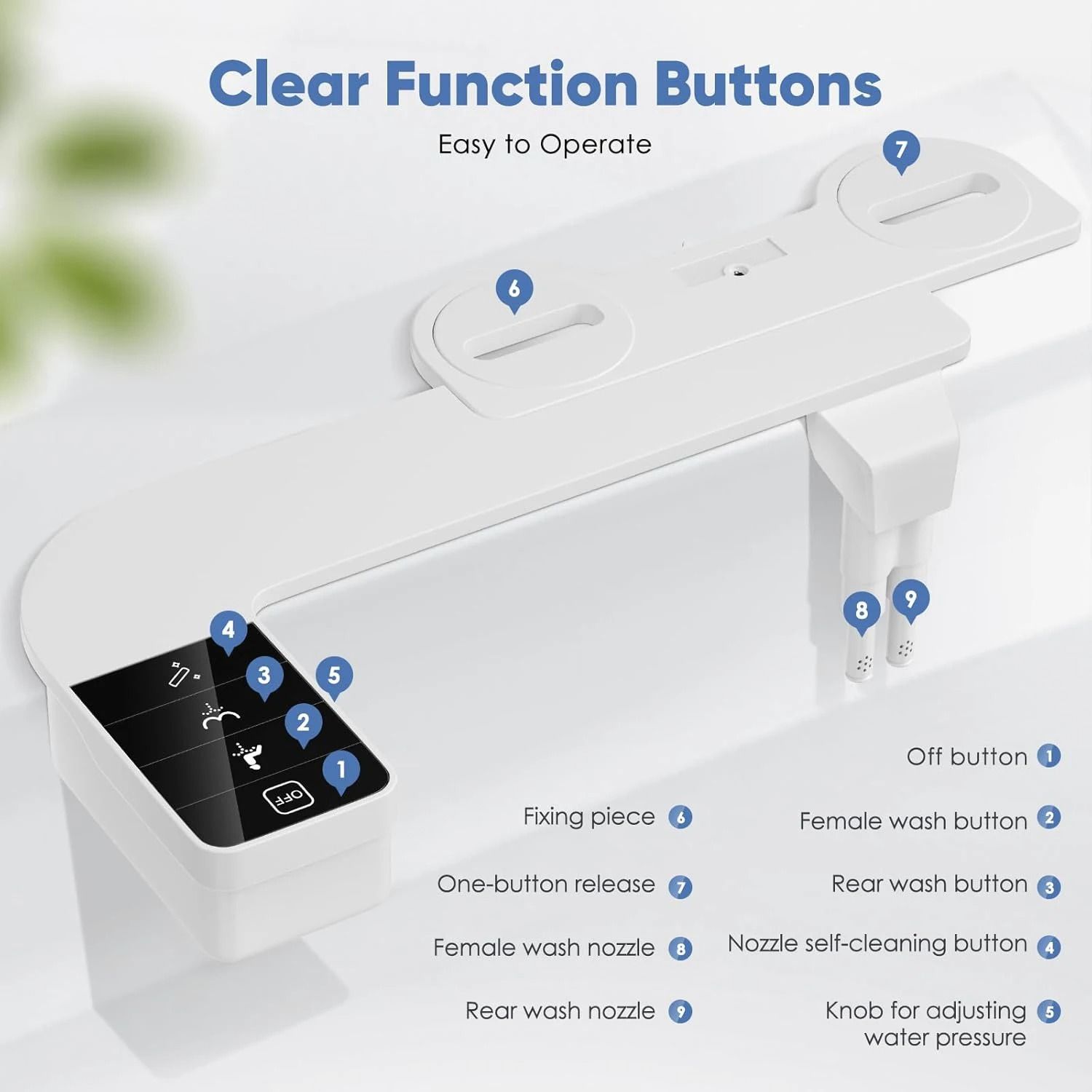 Self Cleaning Bidet Attachment with Dual Nozzles and Ultra Thin Design