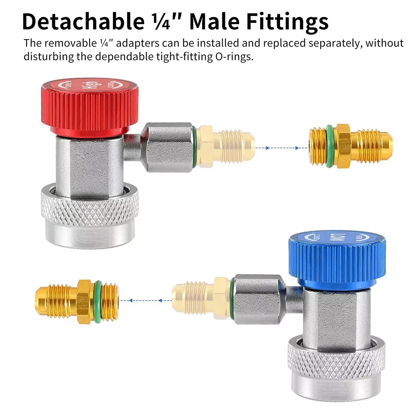 Auto AC Quick Connector Adapter Coupler, Manifold Gauge for Low/High HVAC Systems, Precision Tool