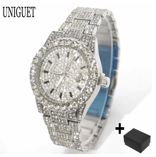 2025 Luxury Gold Iced Diamond Quartz Watch for Women