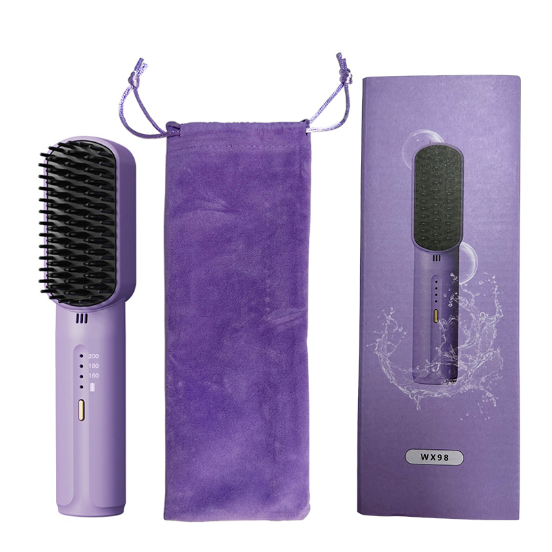Wireless Hair Straightener, Negative Ion Hair Comb Heating Curling Brush, Rechargeable Electric Hair Care, Anti-scalding