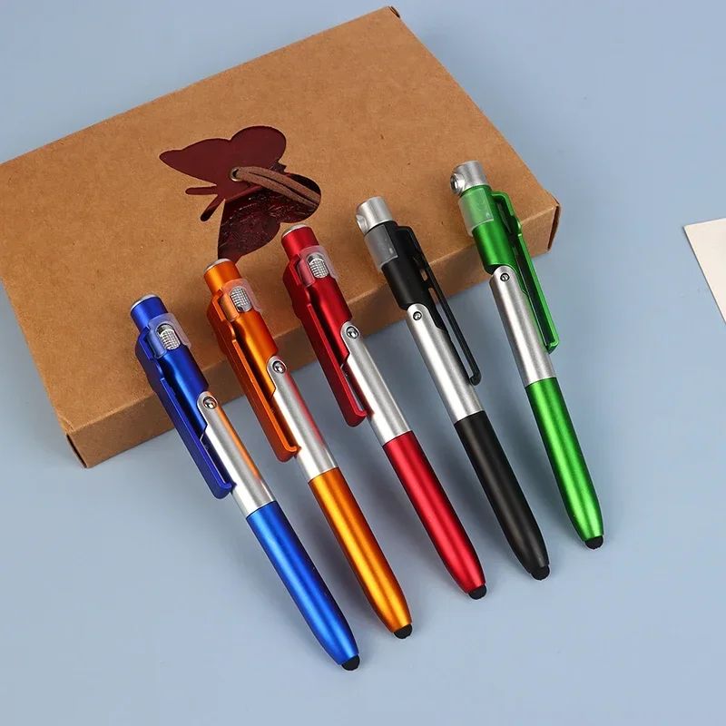4-in-1 Multifunction Stylus Ballpoint Pen – Foldable Phone Holder, Flashlight & Touchscreen Pen