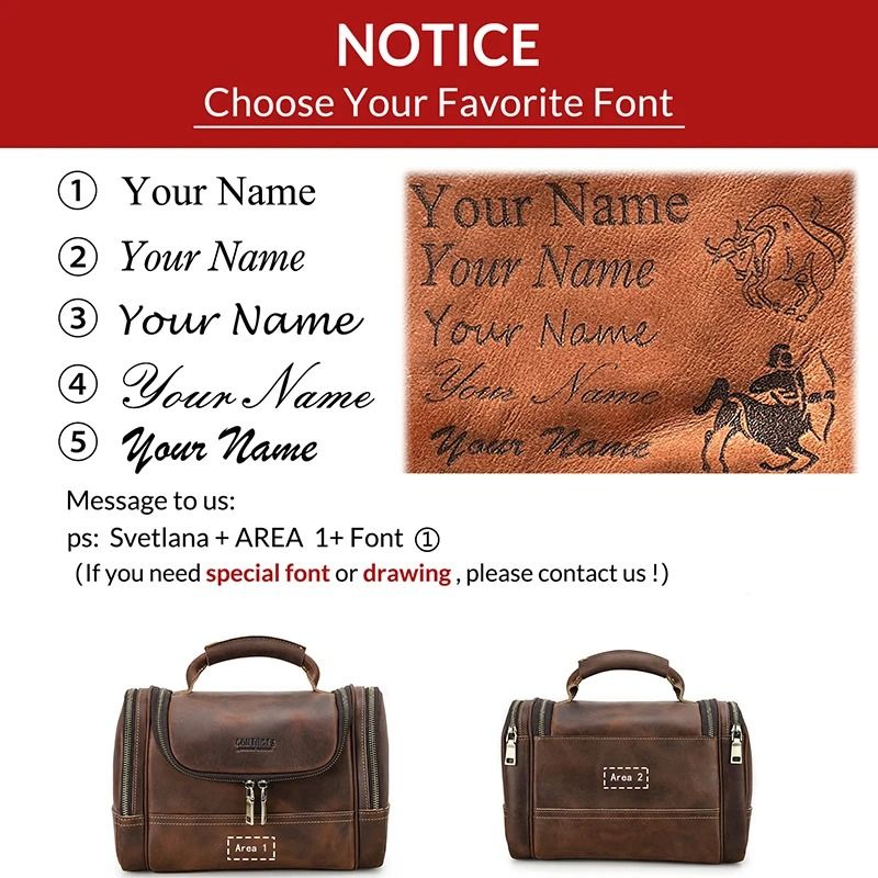 Mens Business Travel Leather Toiletry Bag