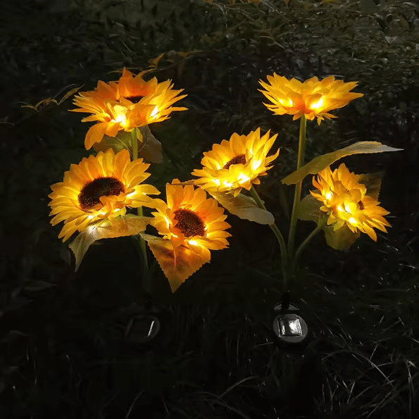 Solar LED Sunflower & Rose Garden Lights – Waterproof Colorful Outdoor Landscape Decor