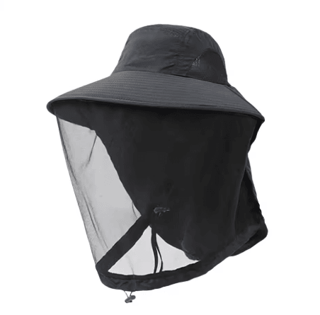 Mosquito Prevention Fishing Cap Full Mesh Insect Protective Head Net with Drawstring and Windproof Strap