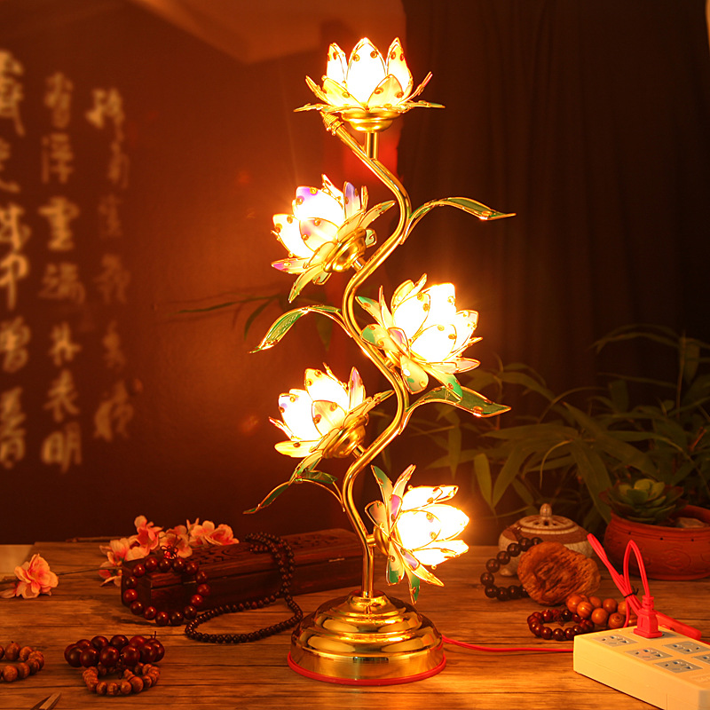 Lotus Lamp Buddha Supply Lamp S-shaped Buddhist Temple Home Decor