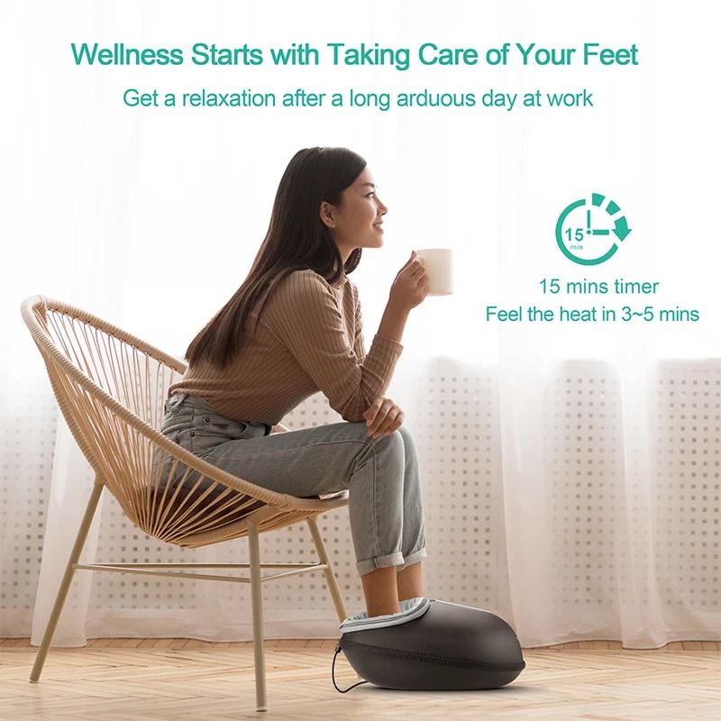 Shiatsu Heat Roller Foot Massager Machine Fully Enveloped Foot Therapy