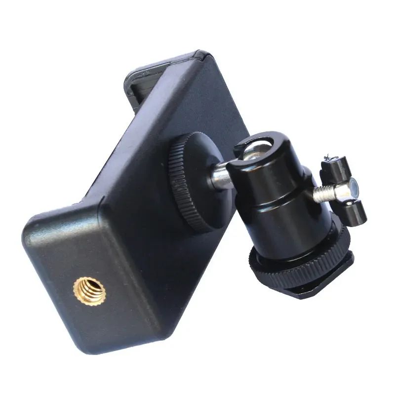Universal DSLR Phone Clip Hot Shoe Mount with 1/4-Inch Thread