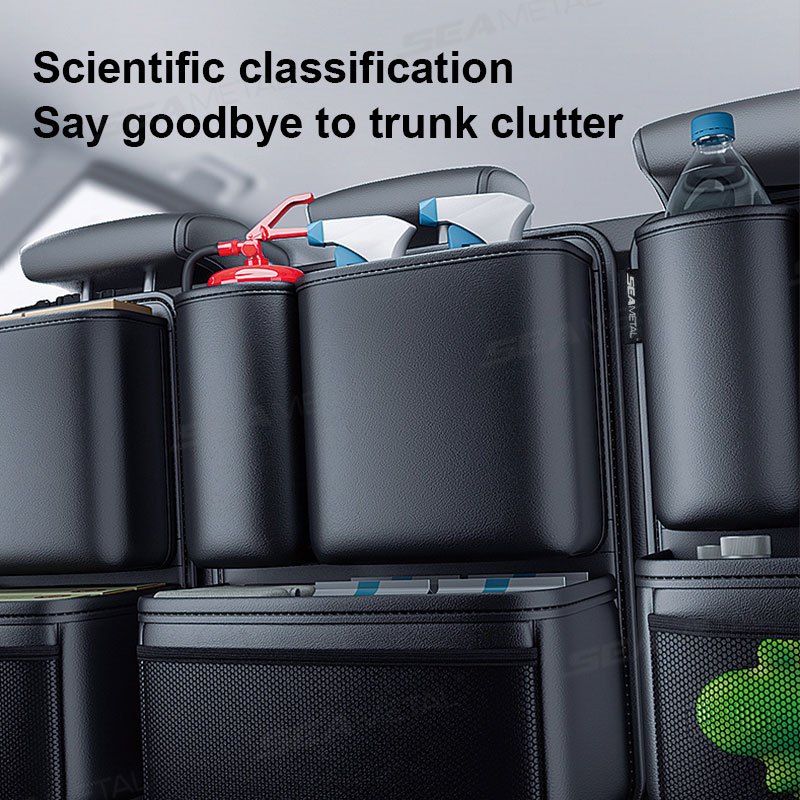 High-Capacity Car Trunk Leatherette Storage Bag, Detachable Auto Seat Back Pocket for Jeeps, Hanging Organizer