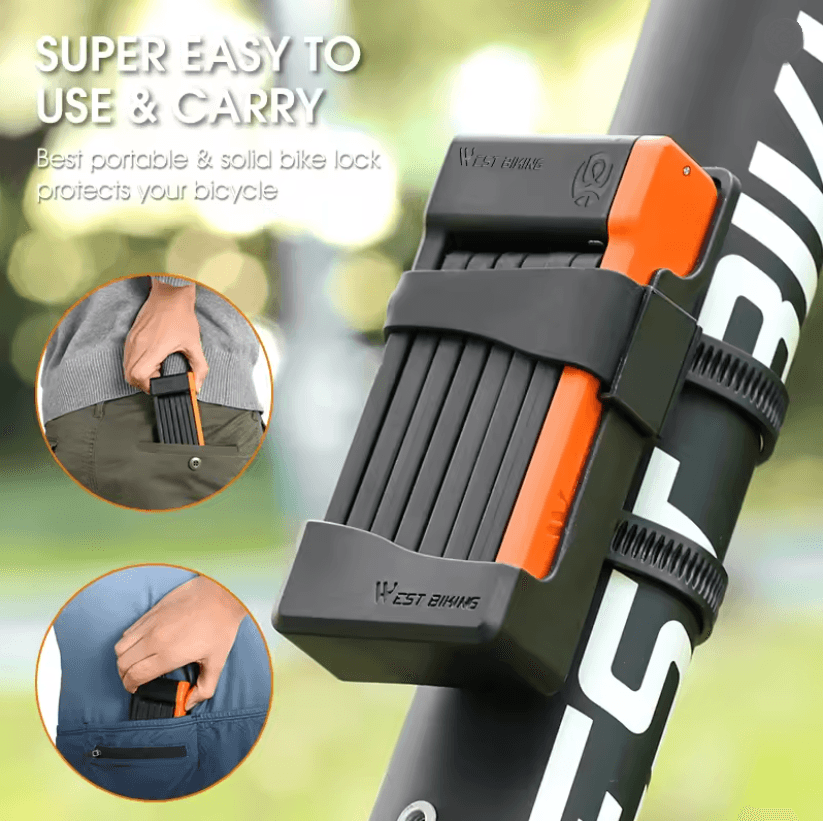 West Biking Heavy Duty Folding Bike Lock with Mount