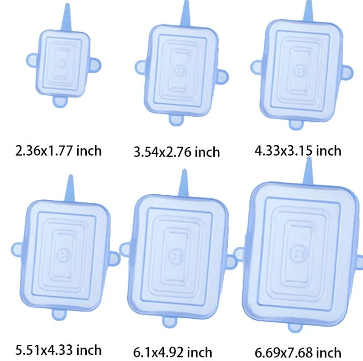 6 Pcs Silicone Cover Stretch Lids Universal Adaptable Kitchen Bowl Caps