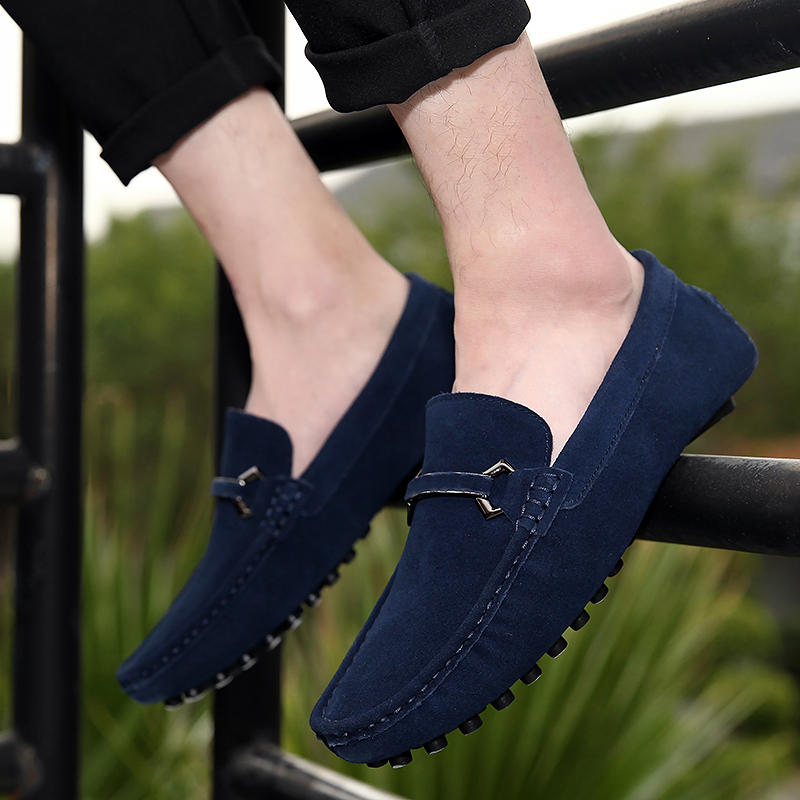 High Quality Suede Slip on Men Loafers, Genuine Leather Casual Shoes, Soft Non Slip Driving Flats