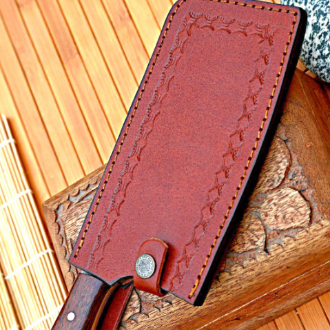 High Carbon Steel Engraved Blade Cleaver Meat Chopper Wood Handle