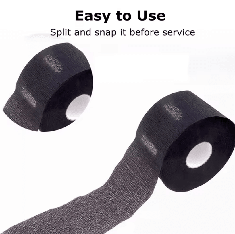 Professional Barber Neck Paper Roll Black – Salon Hairdresser Neck Covering for Hair Cutting and Styling