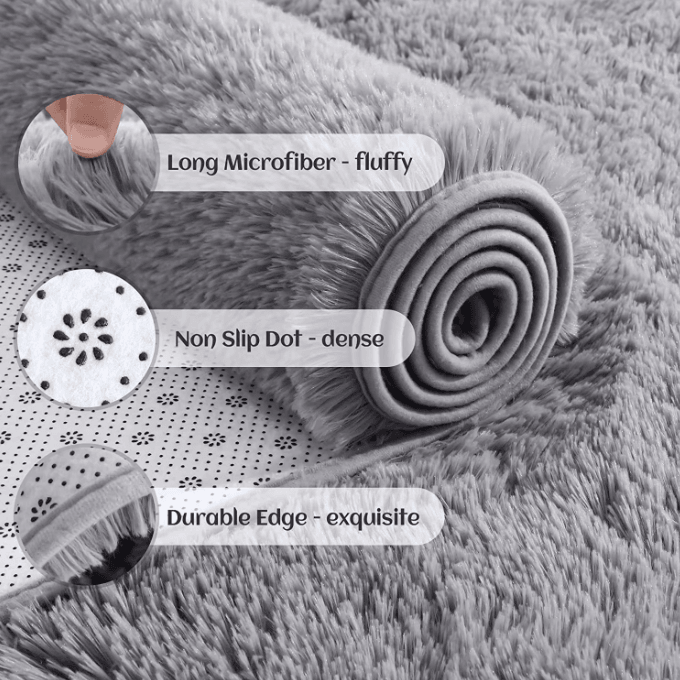 Fluffy Tie-Dye Shag Area Rug – Ultra Soft Non-Slip Plush Carpet for Bedroom & Living Room Decor