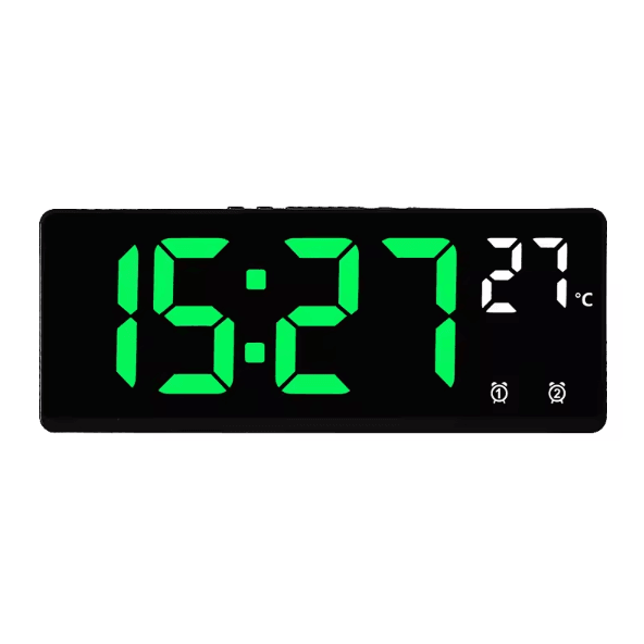 Voice Control LED Digital Alarm Clock – Temperature Display Desk Clock with Night Mode