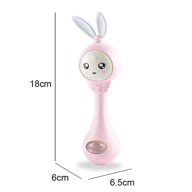 2025 Flashing Musical Rabbit Hand Bell – Early Educational Teether Rattle Toy (0-12M)