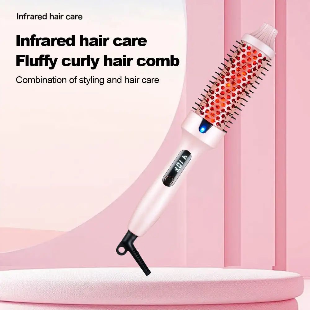 Ionic Infrared Heated Round Brush – 3-in-1 Hair Straightener & Curling Hot Brush