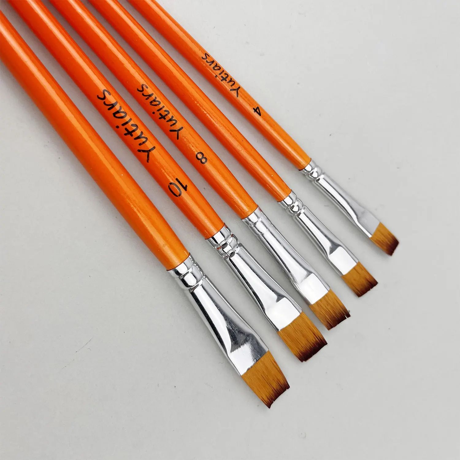 PrecisionCraft 5 Piece Flat Paint Brush Set Nylon Brushes For Acrylic Watercolor And Oil Painting