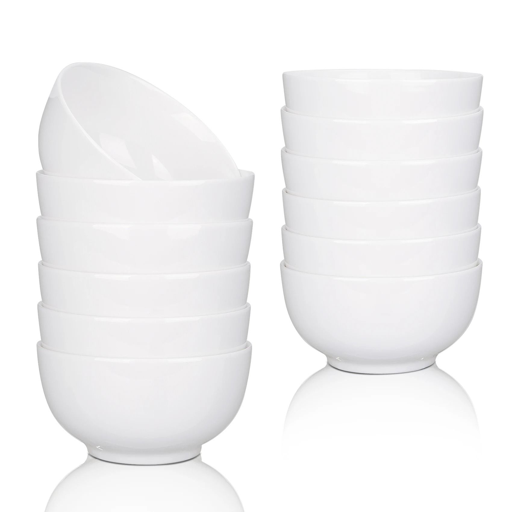 10 Ounce Porcelain Bowls - Premium 8-Pack Ceramic Set