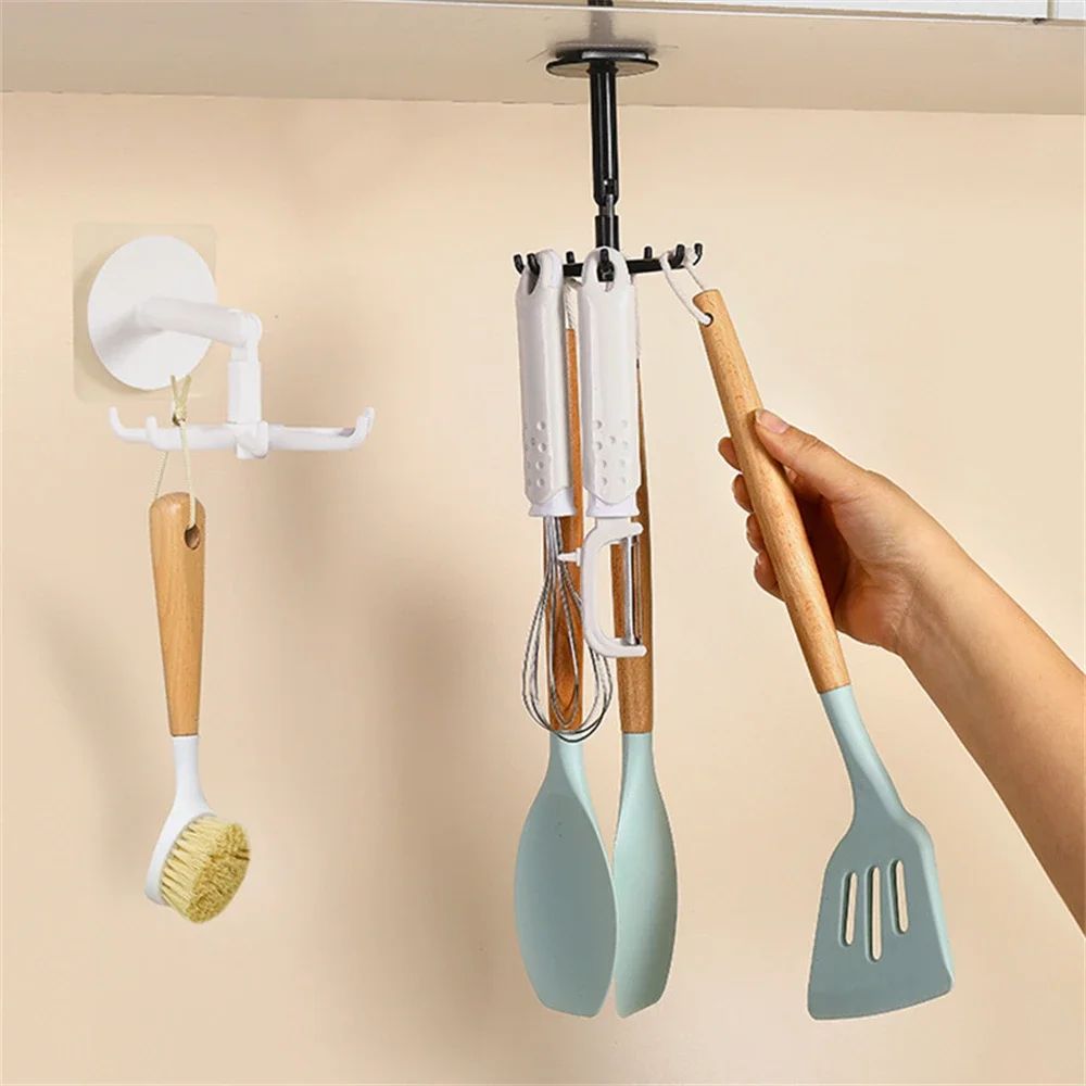 Rotatable 7-Claw 360° Punch Free Self-Adhesive Hook for Kitchen and Bathroom