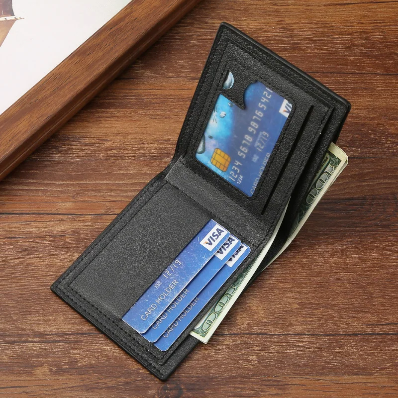 Men's Casual Wallet, Short PU Leather Wallet, Youth Fashion Business Card Holder, ID Credit Billfold Mini Purse