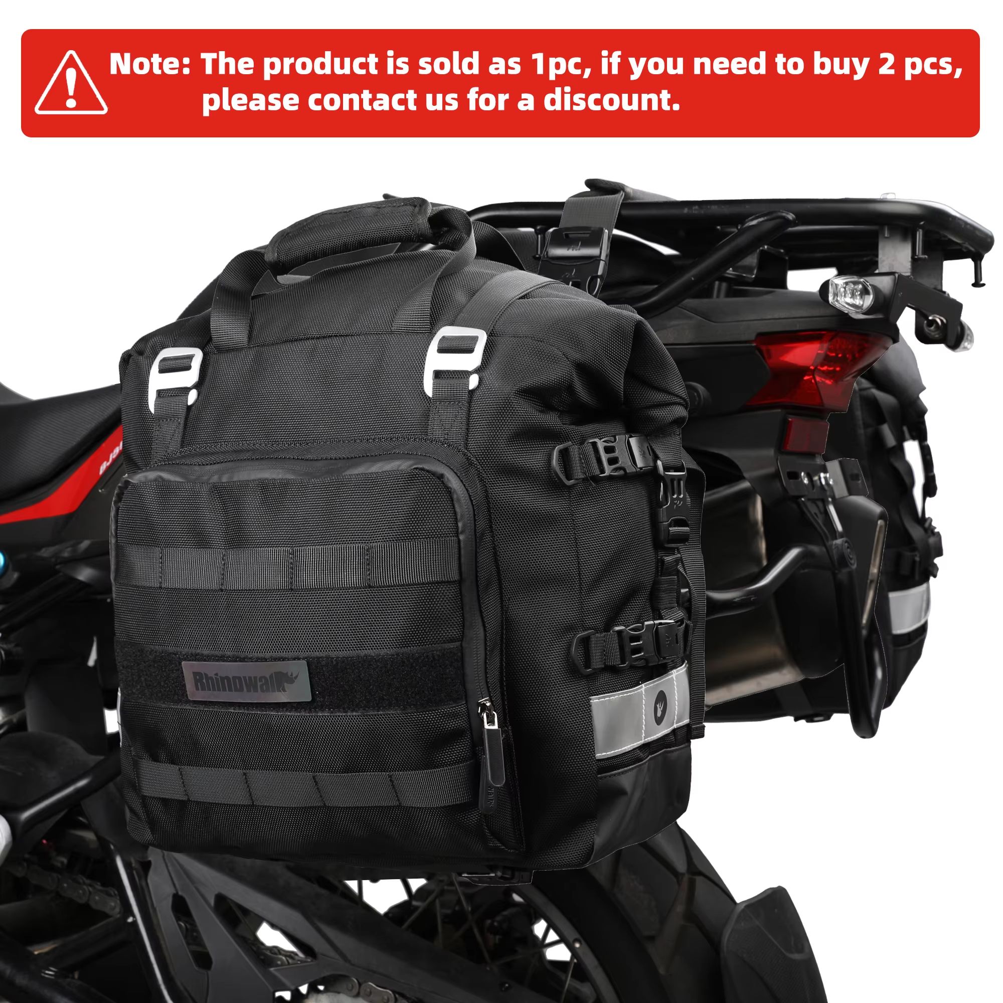Rhinowalk Universal Motorcycle Saddlebag 20L–30L – Waterproof Side Bag with Removable Liner for Travel and Adventure