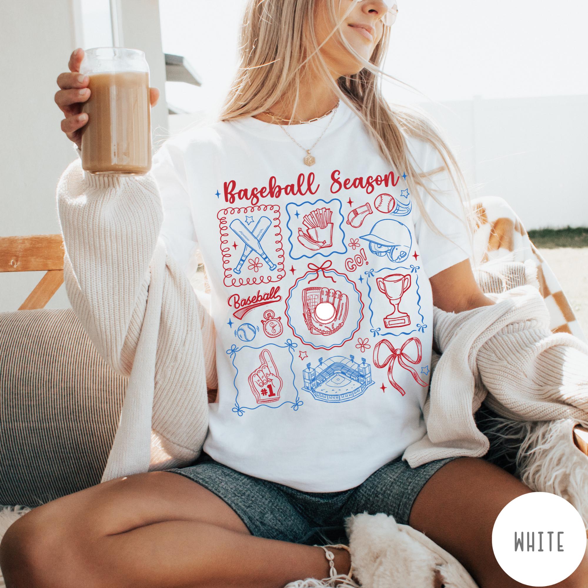 Baseball Season Comfort Colors T-Shirt, Preppy Baseball Shirt, Game Day Tee, Coquette Baseball Mom Tshirt