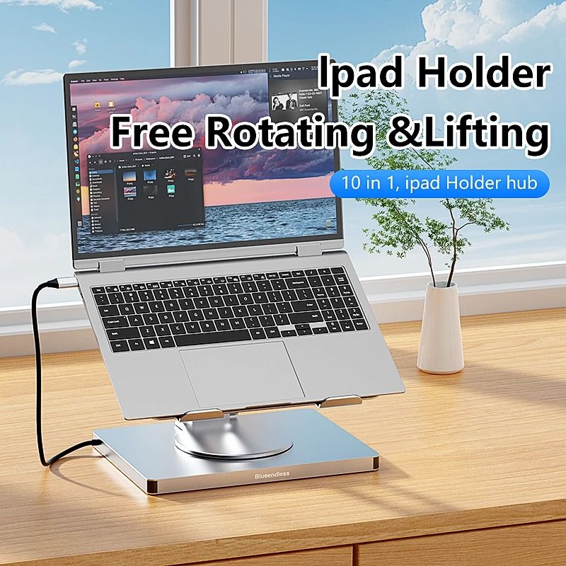 Blueendless 10 in 1 iPad Holder Docking Station with 4K USB C Hub