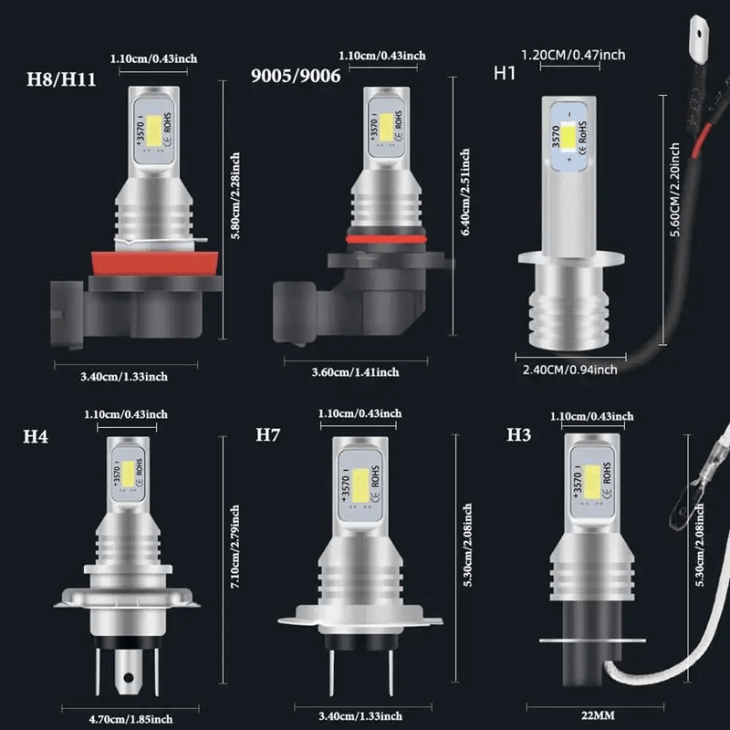 Super Bright LED Headlight Bulbs 6000K White Car Driving Lights 2 Pack