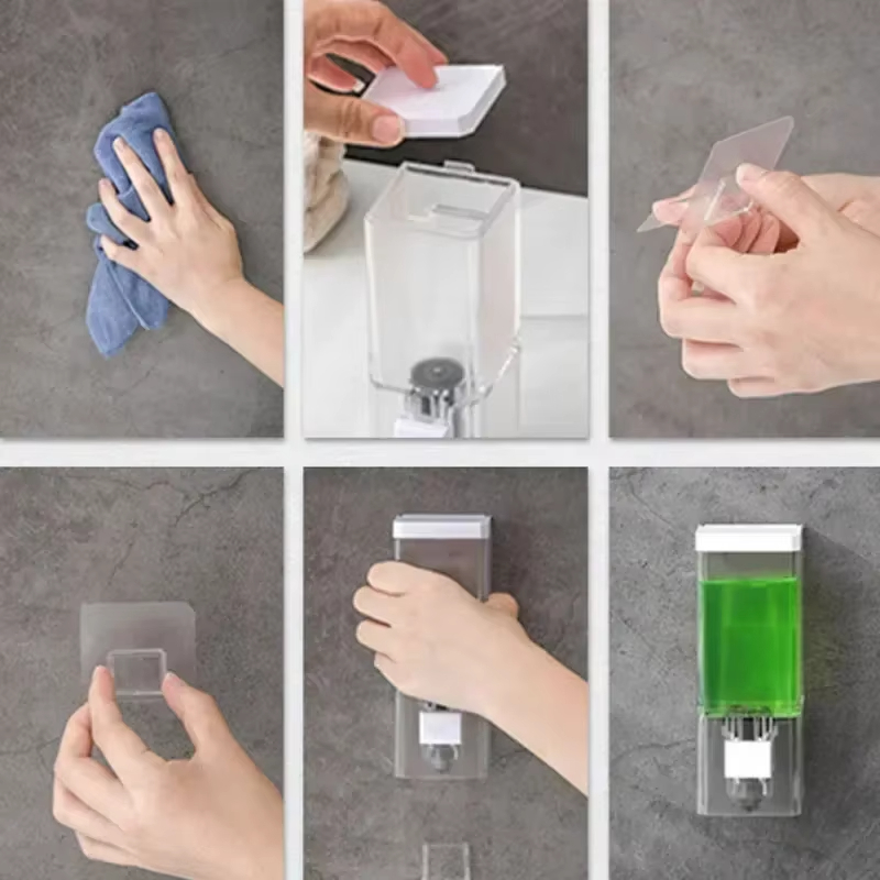 Wall Mounted Soap Dispenser Manual Press Drill Free Bathroom Dispenser