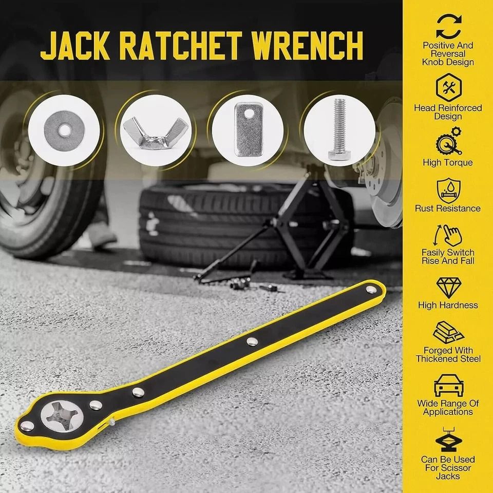 High Torque Labor-Saving Car Jack, Scissor Jack Wrench for Tires, Durable Jack Lug Wrench for Emergency Wheel Replacemen