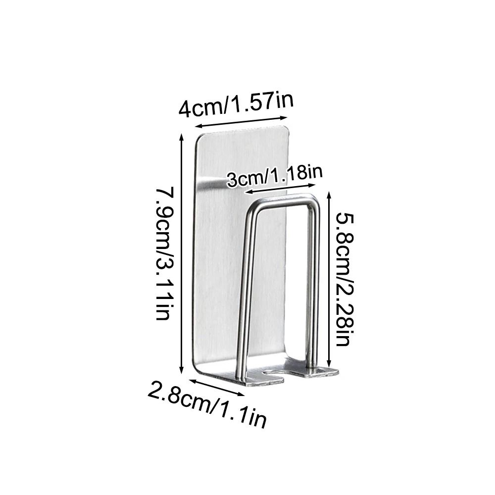 Stainless Steel Toothbrush And Cup Wall Hook Self Adhesive Bathroom Organizer